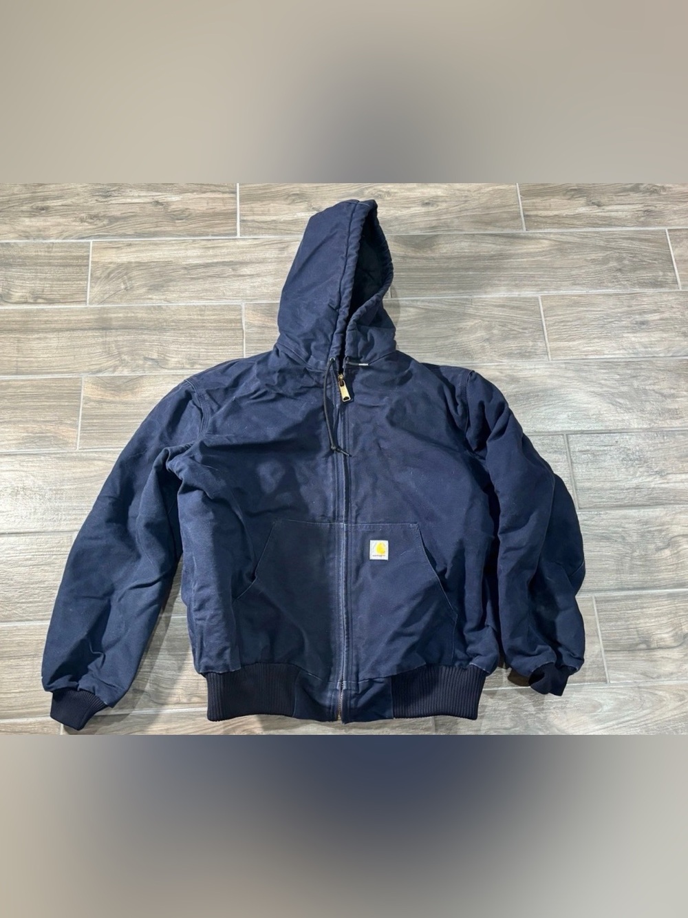 Vintage Carhartt 0J0140-M Tall Long Canvas Jacket Hooded Quilt Lined J140 XL
